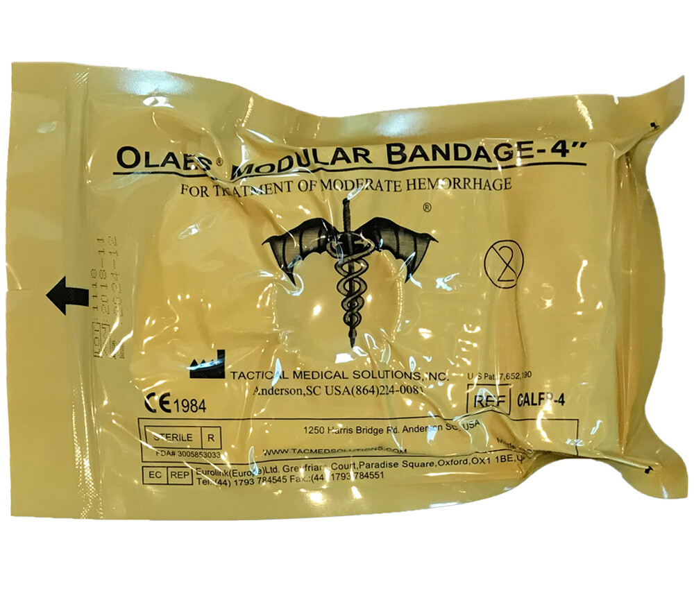 Olaes Modular Bandage 4 in Flat Pack Tactical Medical Solutions Trauma Dressing