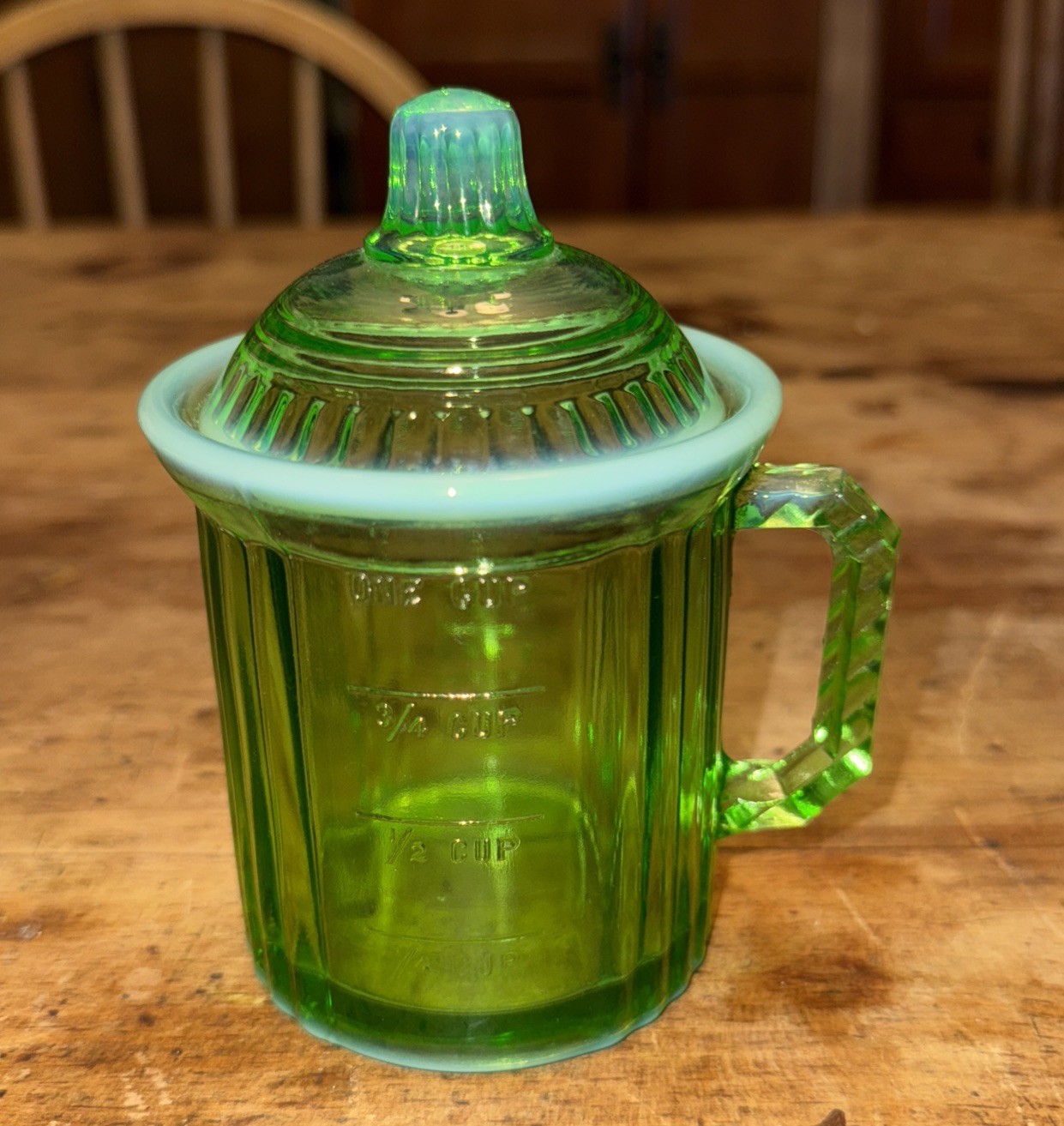 Westmoreland Vaseline Glass Likely Summit Art Glass Measuring Cup 1985