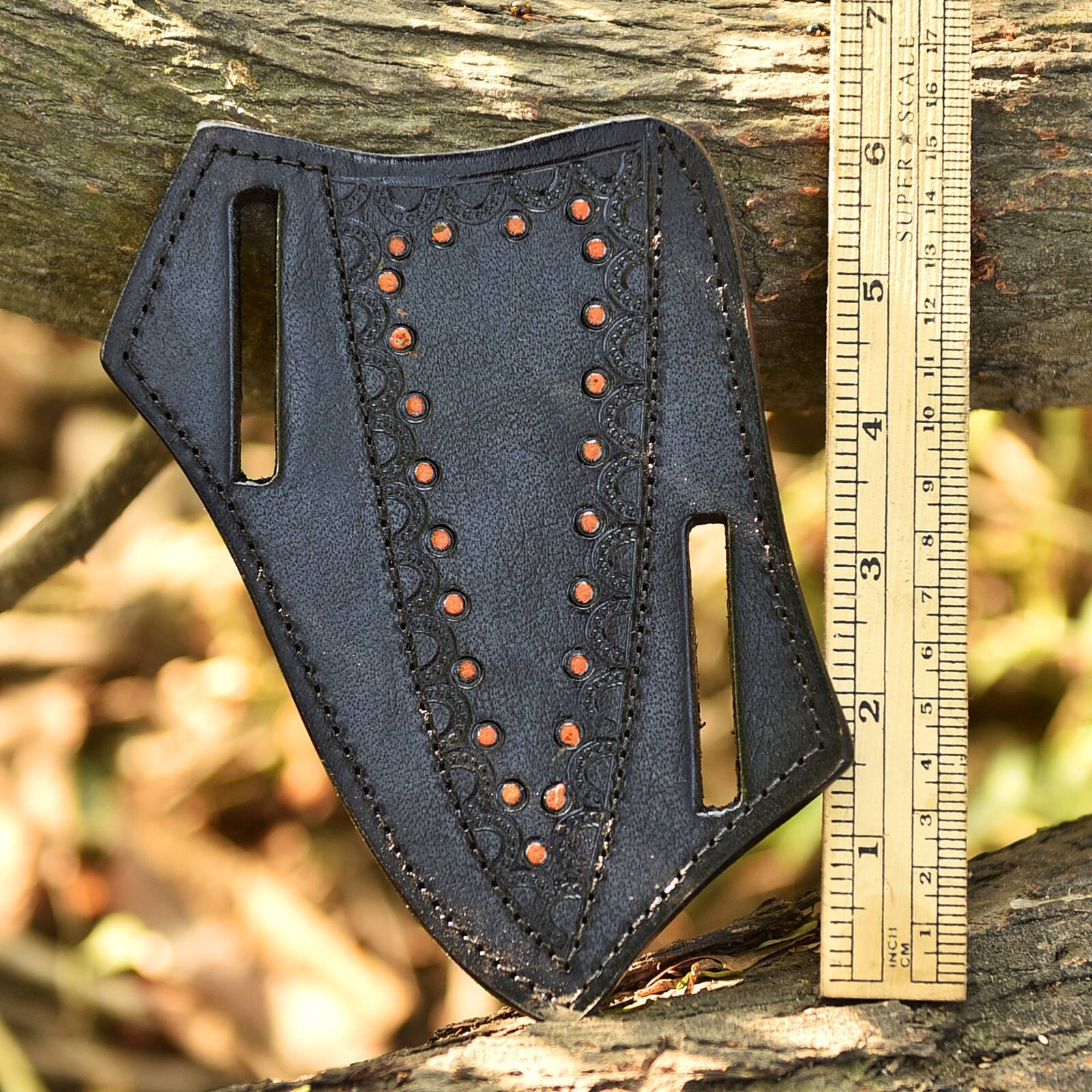 USA EDC Pancake Fix Blade MultiTool carry Black Leather Knife Sheath Belt Sheath