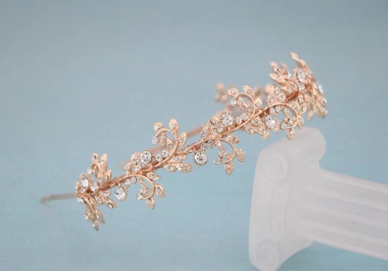 Brilliant Cut Diamond 18K Yellow Gold Over Bridal Headband/Tiara For Women’s 1PC