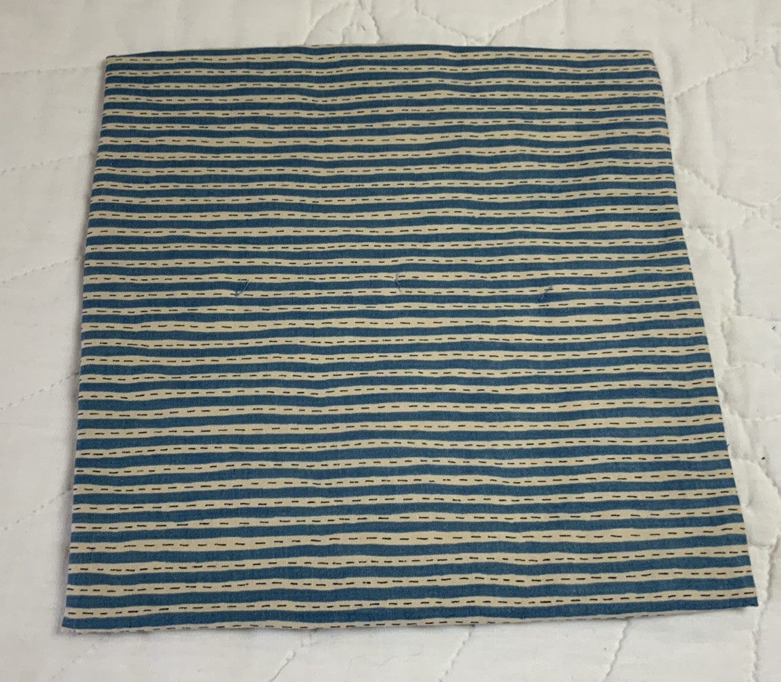 Antique Vintage Patchwork Quilt Table Topper, Four Patch W/ Triangles, Blue