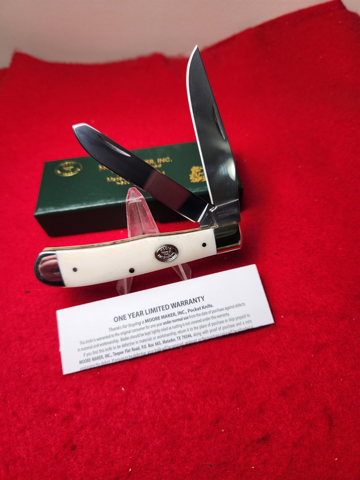 NEW!!!! Moore Maker By Boker Germany 5202G Trapper Knife WHITE Bone NIB