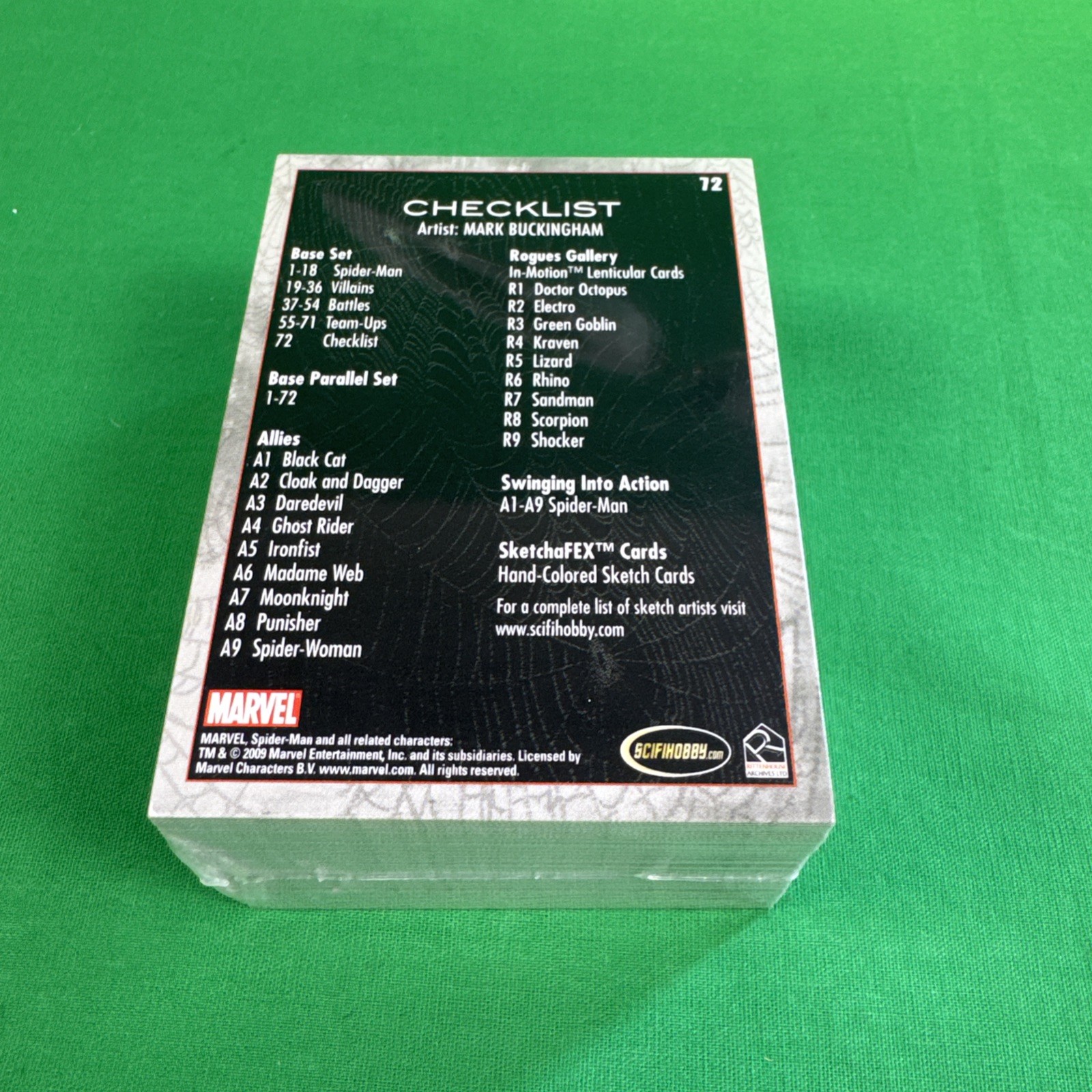 Marvel 2009 Rittenhouse Base Set Complete 1-72 Spider Man