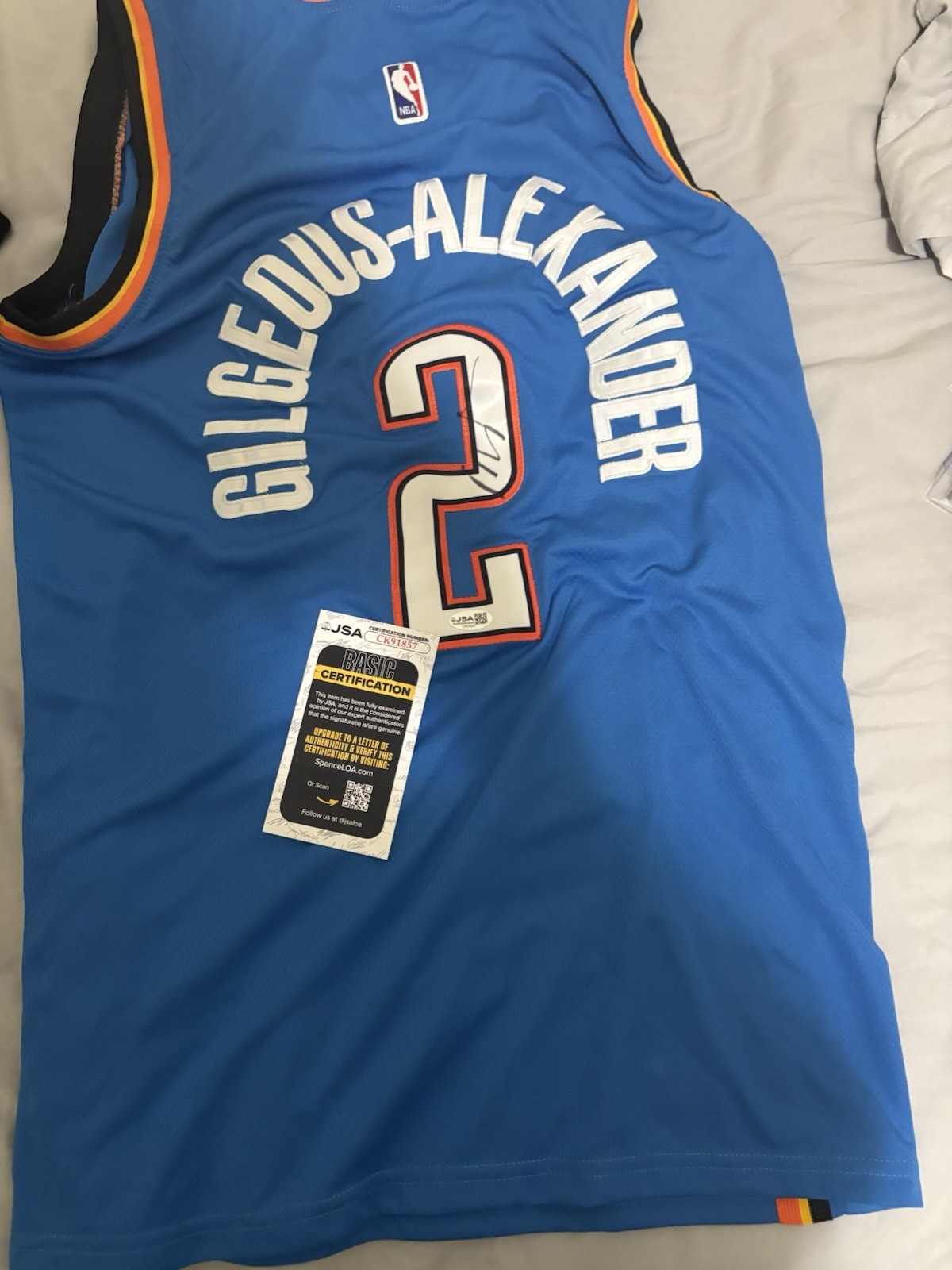 Shai Gilgeous Alexander Signed Oklahoma City Thunder Jersey AUTO JSA COA