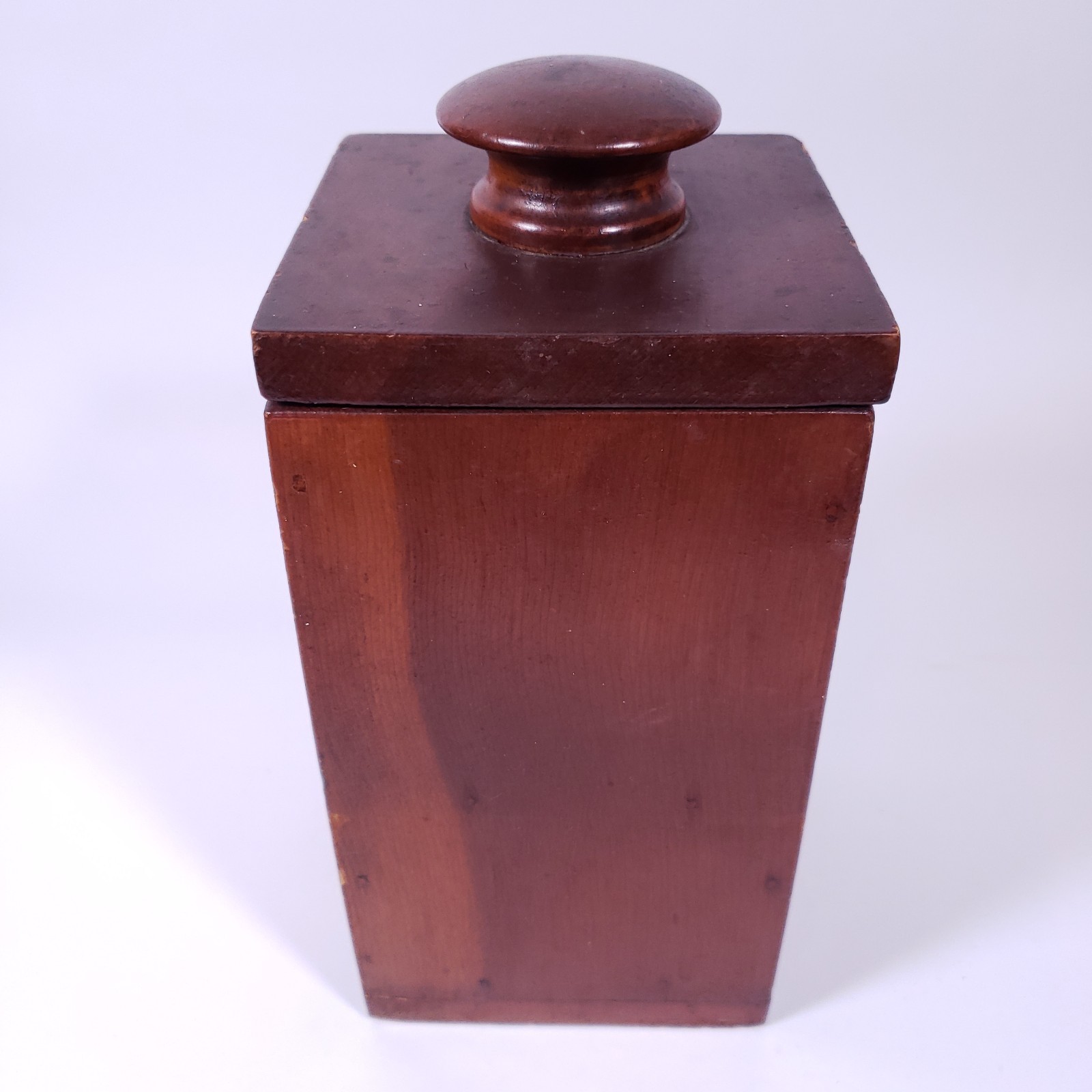 Primitive Farmhouse Hand Crafted Solid Wood Square Canister With Drawer SET