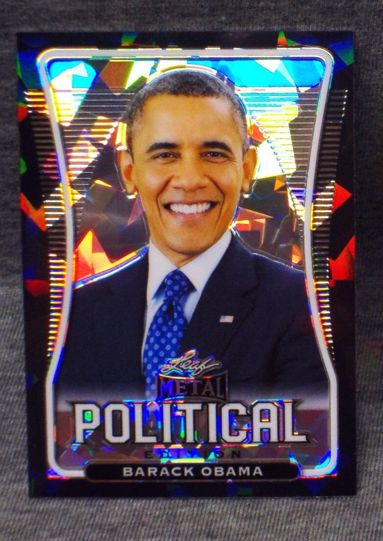 Barack Obama ⌛ BLACK CrYsTaL iCe ! REFRACTORS card ⌛ political 2020 Leaf METAL !