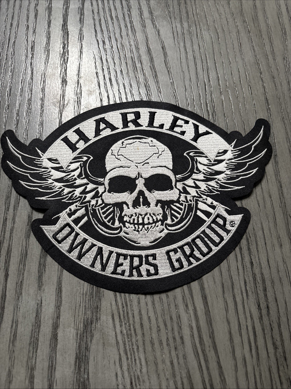 Large Winged Skull Silver Patch ~ Harley Davidson Owners Group H.O.G.
