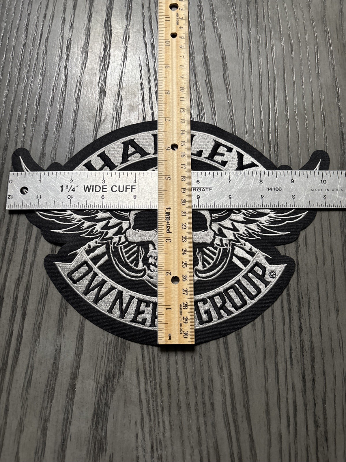 Large Winged Skull Silver Patch ~ Harley Davidson Owners Group H.O.G.