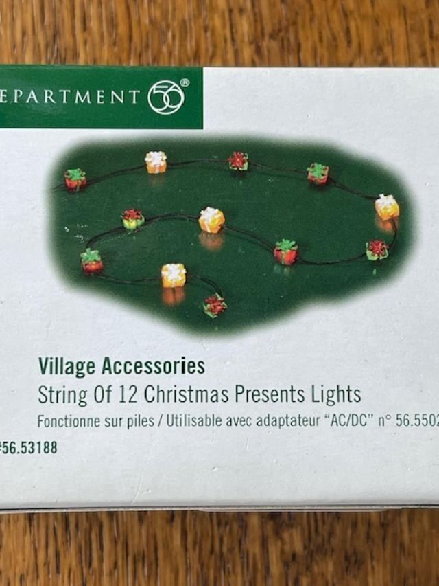 DEPT 56 GENERAL VILLAGE Accessory STRING OF 12 CHRISTMAS PRESENTS LIGHTS (T) NIB