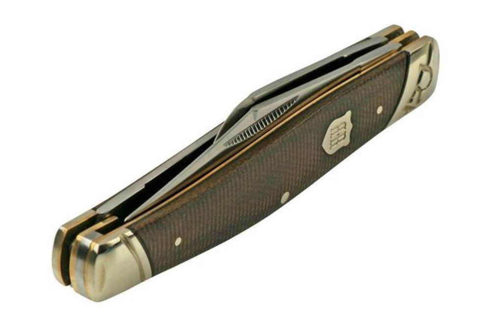 Rough Ryder Large 4.5″ Stockman Folding Pocket Knife, Burlap Micarta, New in Box