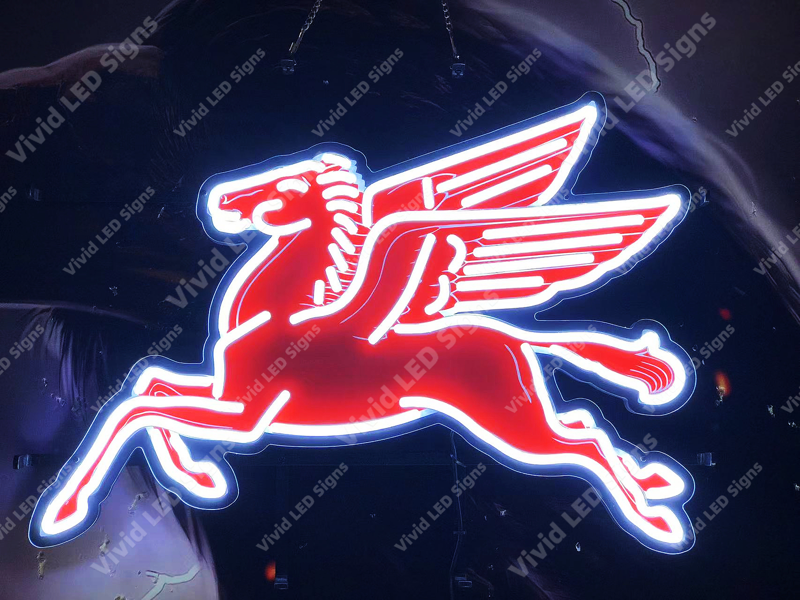 Mobil Gas Pegasus Motor Oil Gasoline 24″ Vivid LED Neon Sign Light With Dimmer