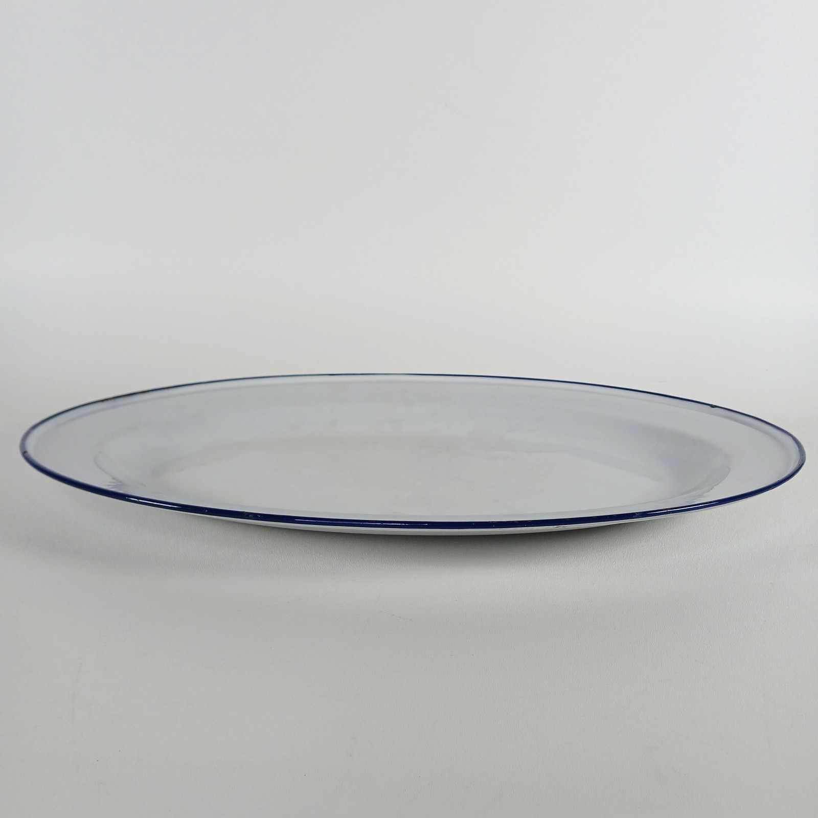 Vintage Large White & Blue Enamel Platter Farm House Made in Sweden