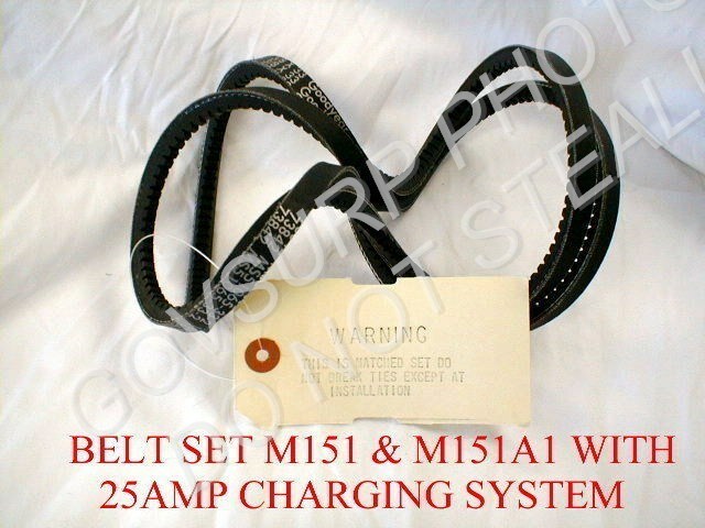 BELT SET 25 AMP M151 M151A1 FAMILY (2 MATCHED BELTS) NSN: 3030-00-833-1297
