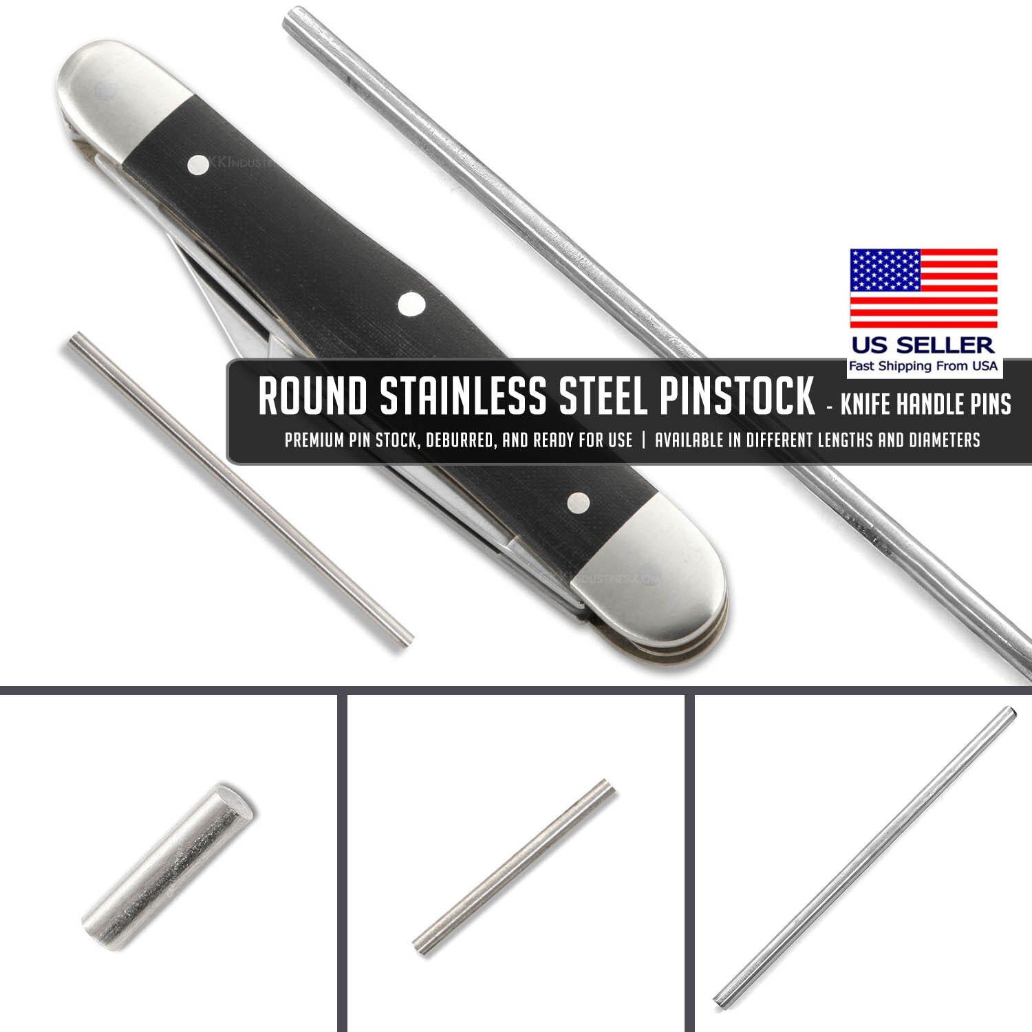 Round Stainless Steel Pinstock – Knife Handle Pins – 18 Different Sizes