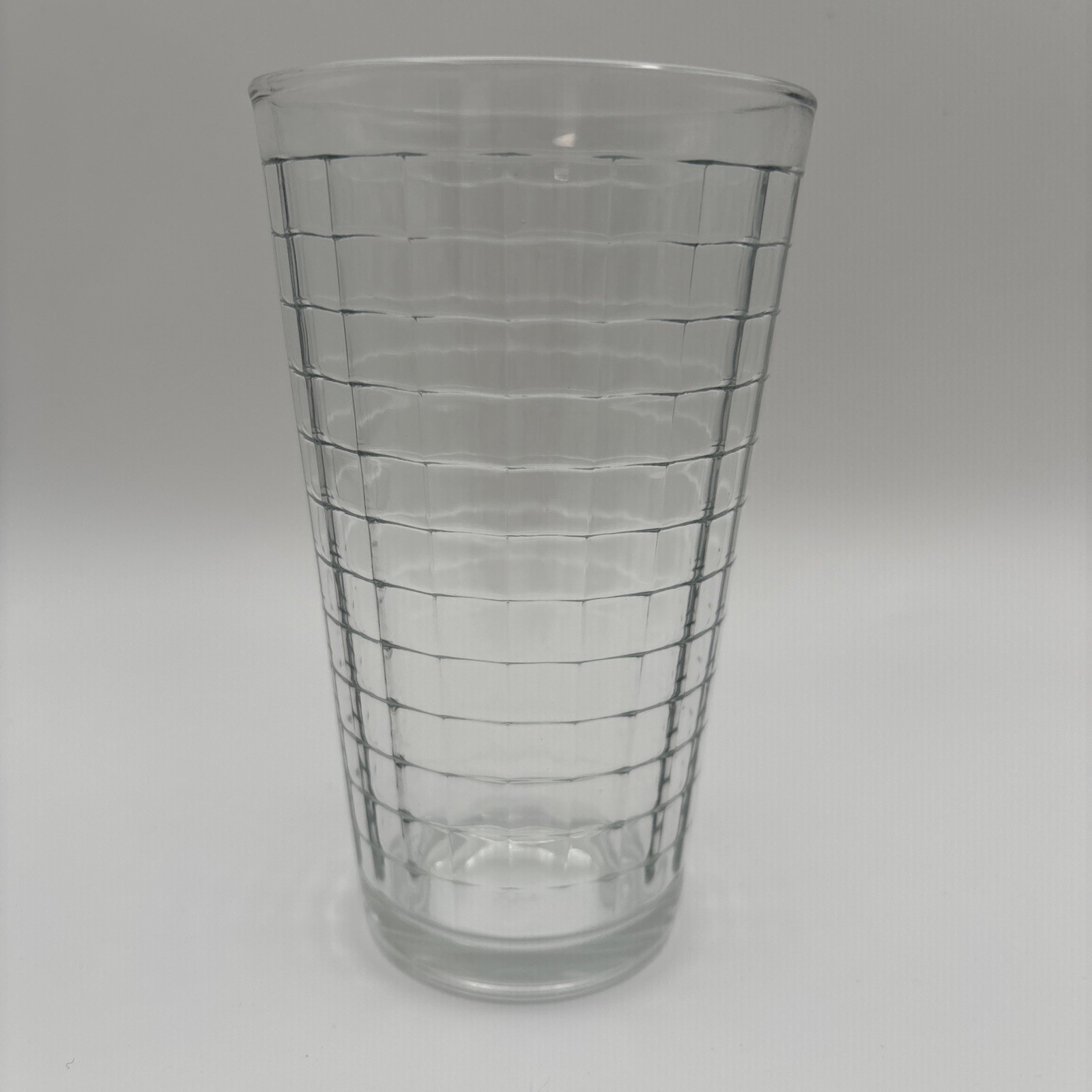 1-Crisa Optic Squares Vintage 6” Glass Tumbler AKA Libbey Windowpane