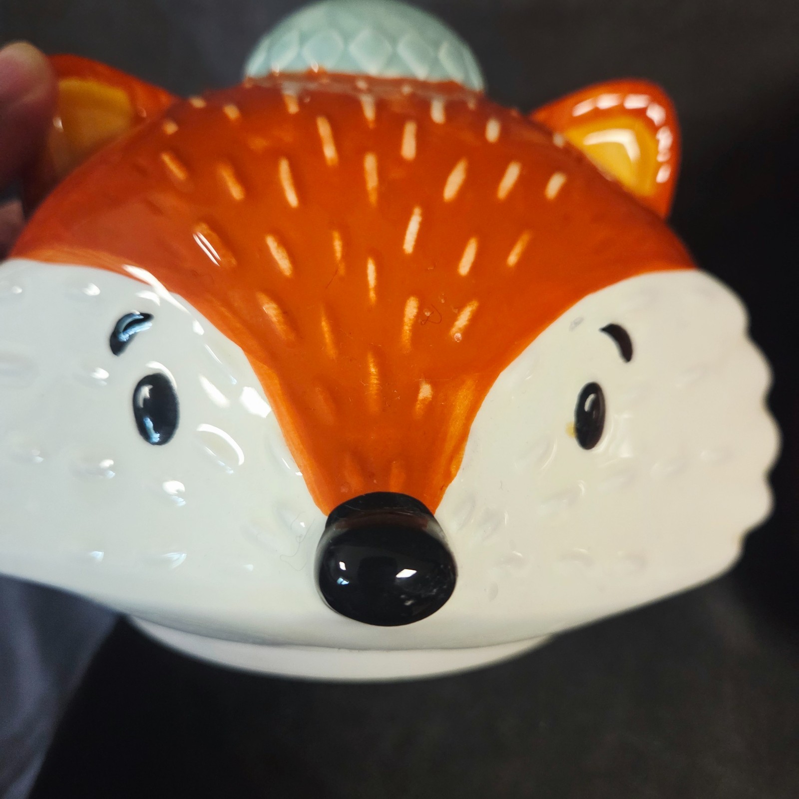 Fox Cookie Jar Earthenware Ceramic Woodland Animal Fall Decor 10″ Tall