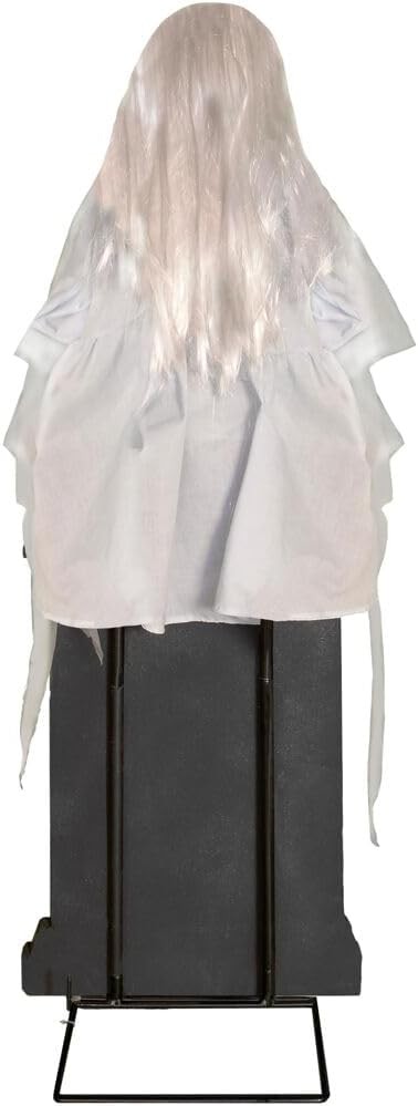4 Ft . Motion-Activated Sitting Tombstone Girl Premium Talking Halloween Décor