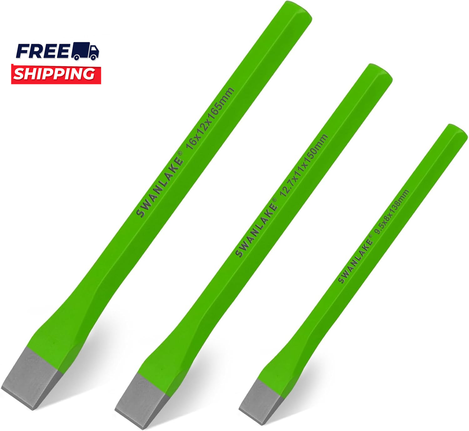 3-Piece Heavy Duty Cold Chisel Set 3/8-Inch 1/2-Inch 5/8-Inch Premium Metal