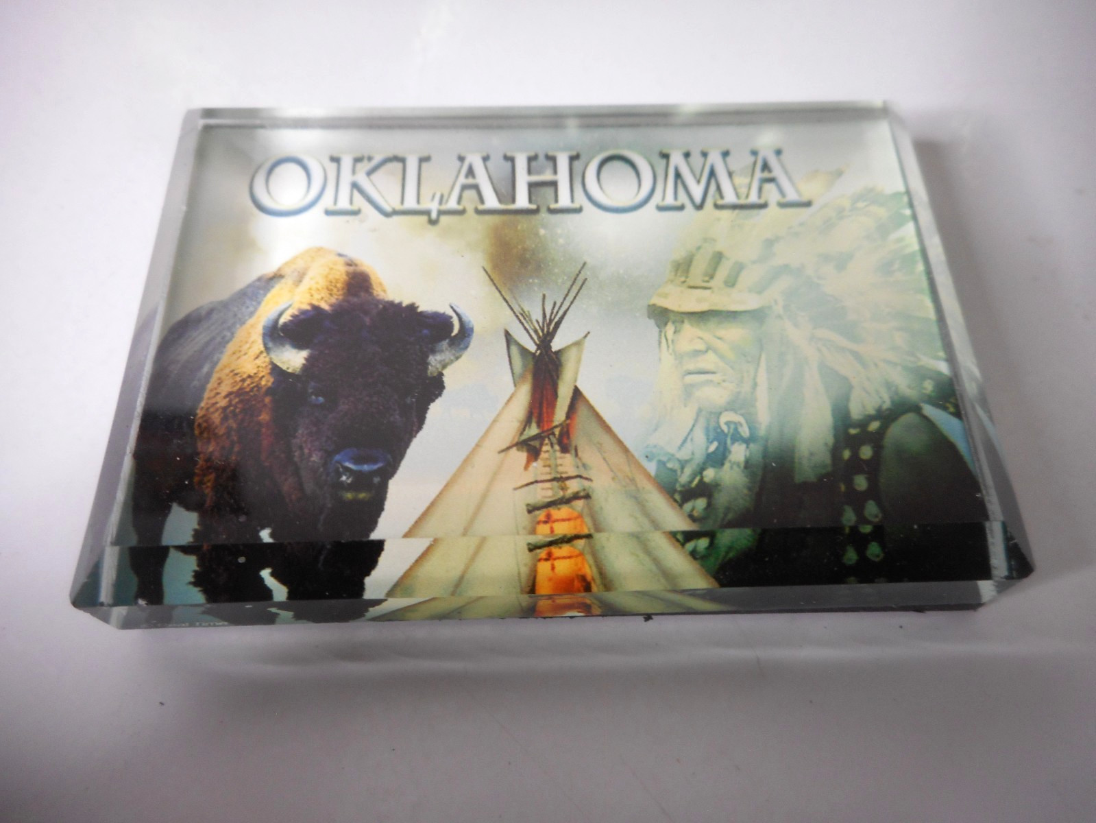 Oklahoma Beveled Glass Refrigerator Magnet 2 1/2″ W x 1 3/4″ T x 1/2″ Thick