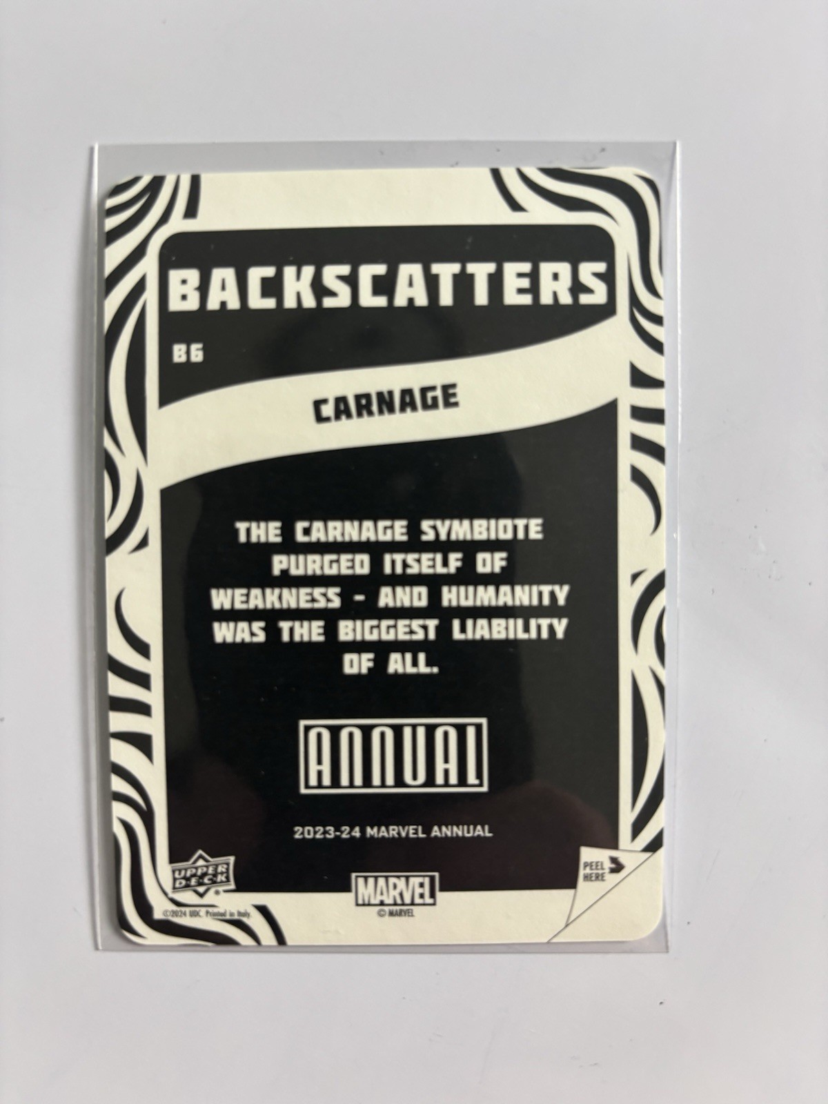 Upper Deck 2024 Marvel Annual Backscatters Insert Carnage Sticker Card B6