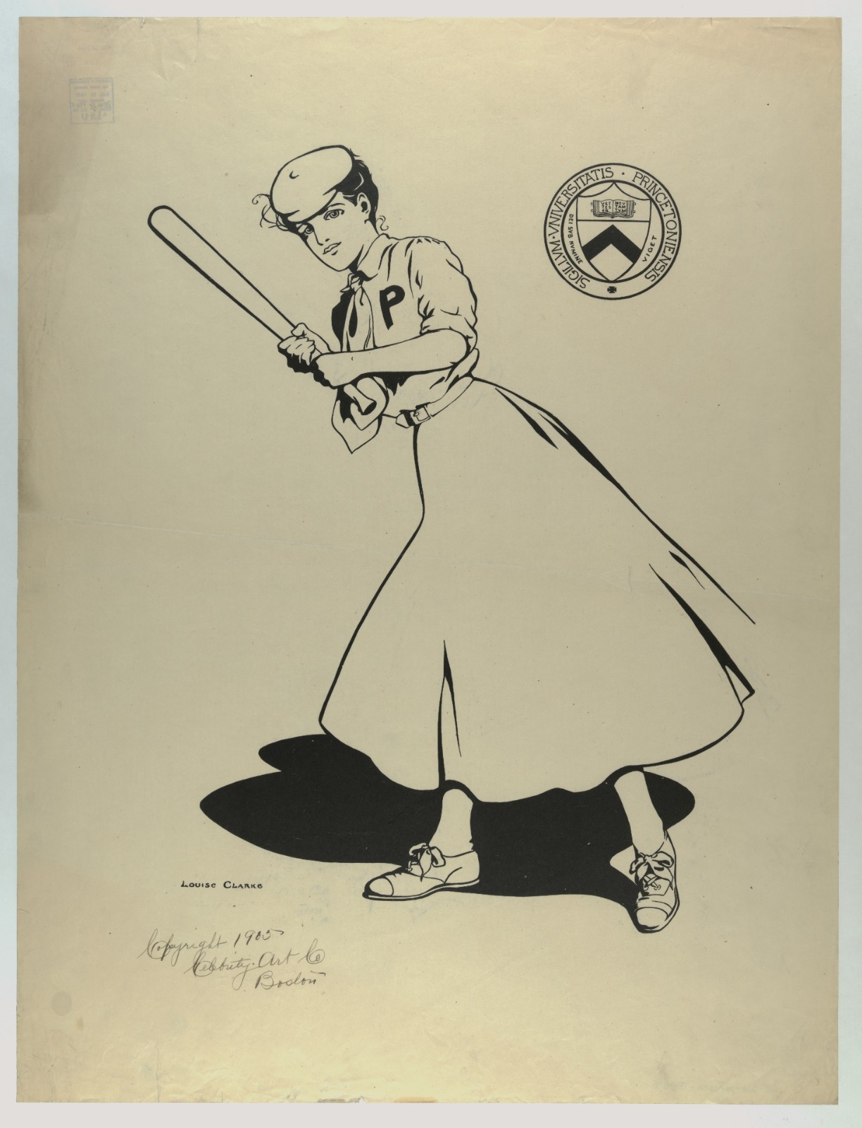 Vintage Woman Baseball Player Princeton Art Poster Print 1905