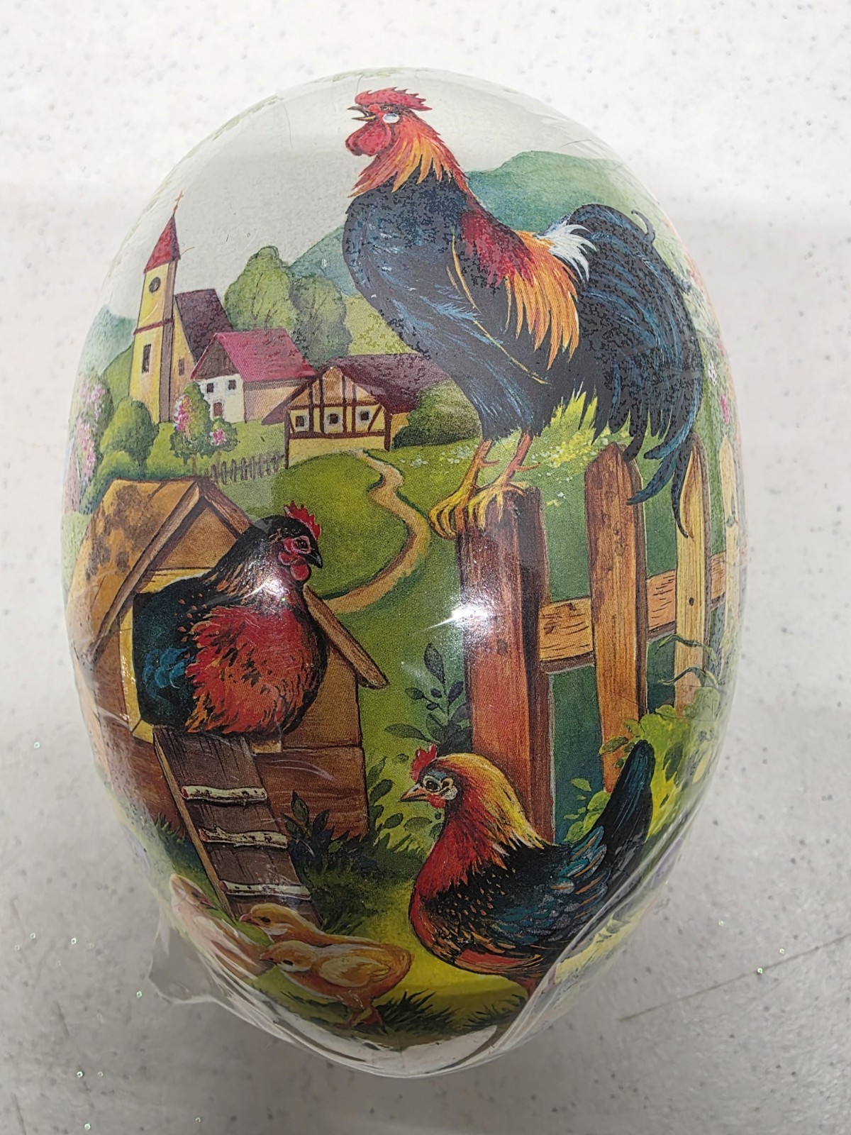 Nestler Paper Papier Mache Easter Egg Candy Container Rooster Hens 6″ Sealed