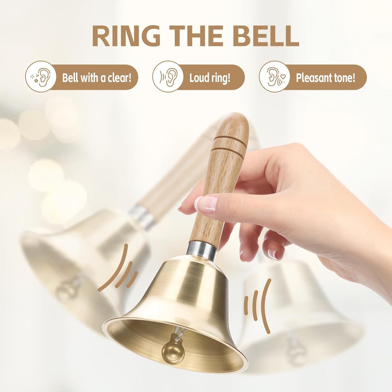 Super Loud Hand Bell – Solid Brass Call Bell for Elderly at Home