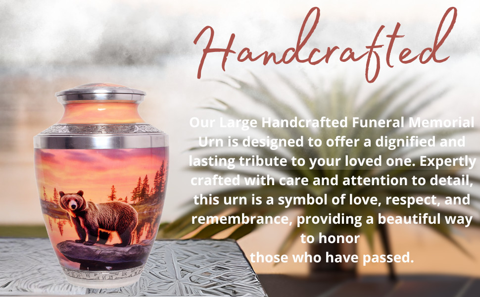 Bear Cremation Urn for Human Ashes – Memorial Jar for Men & Women Adults