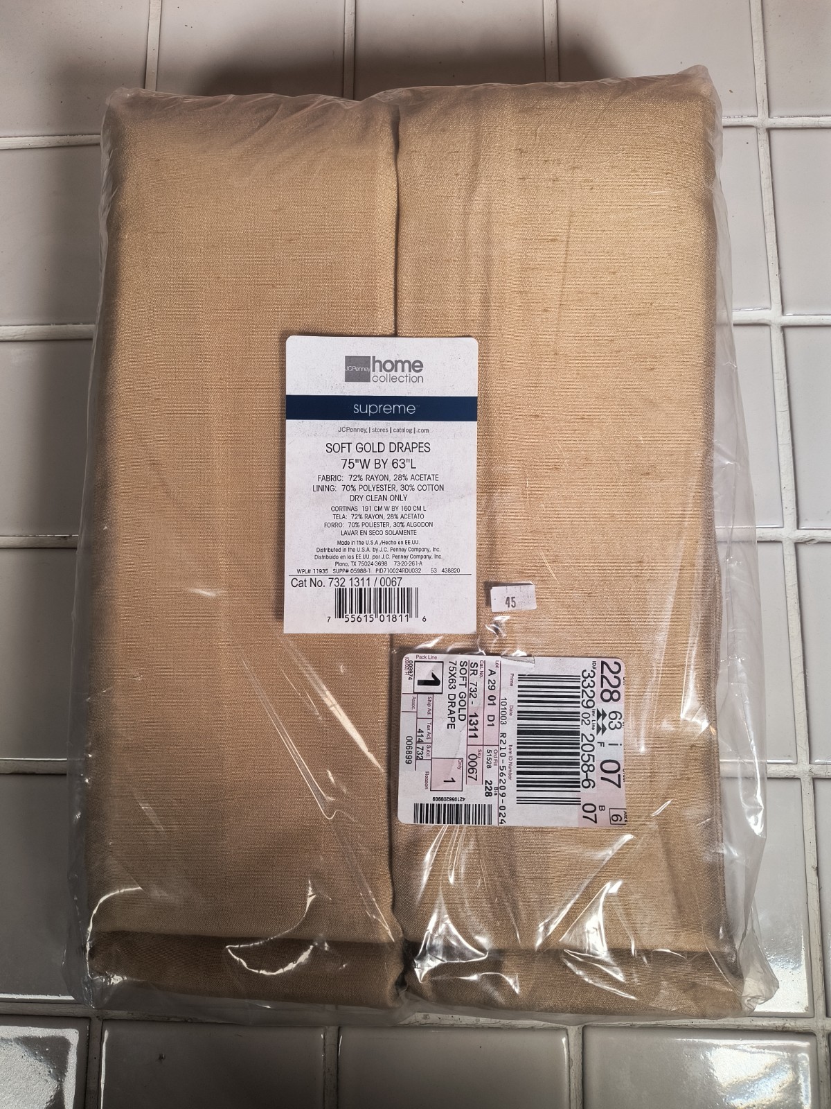 NWT PLEATED LINED JCPENNEY HOME SOFT GOLD DRAPES 2 PANELS 75X63 4 SETS AVAIL