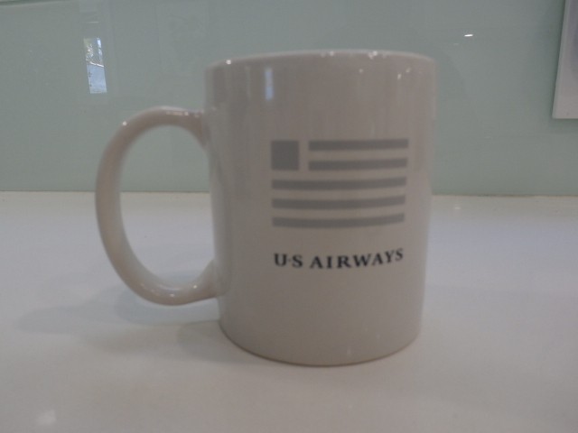 US Airways Airline Aviation Ceramic Drink Coffee Tea Mug Cup White Gray Blue