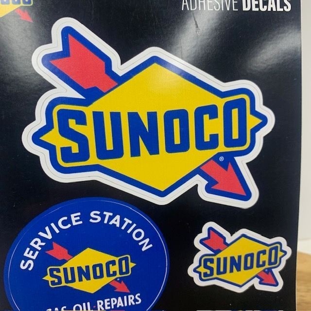 Sunoco Oil Gas Weather Resistant Adhesive Decals Made in USA 1 Sheet 3 Decals