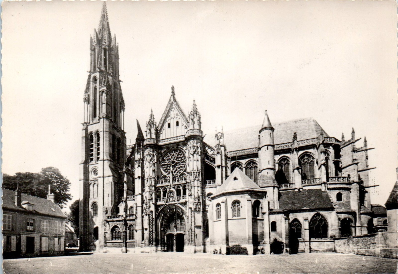 Real Photo South Facade Senlis Cathedral, Senlis, Oise, France RPPC Postcard