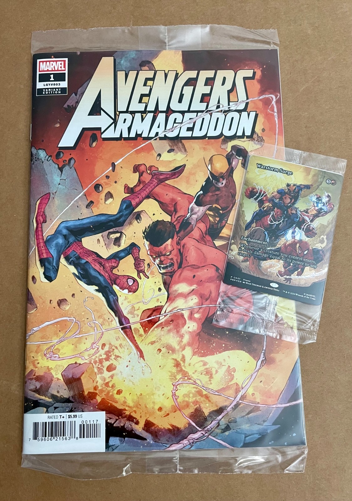 Avengers Armageddon #1 Opena 1:25 Variant SEALED w/Promo Warstorm Surge MTG Card