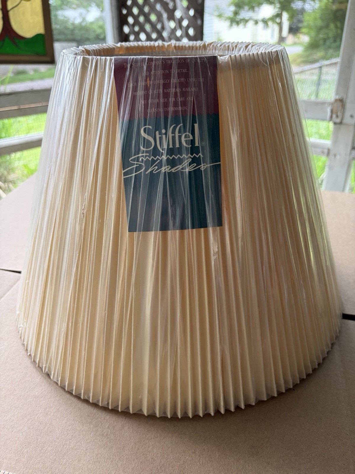 Vintage Stiffel Cream Accordion Pleated Lampshade 11”H X 14.75D Sealed NOS