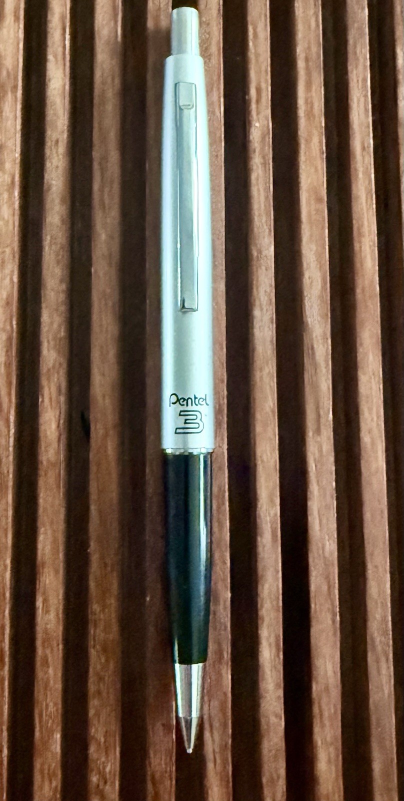 Vintage Pentel 3 Mechanical Pencil Black & Silver Made In Japan 0.3mm Lead NM
