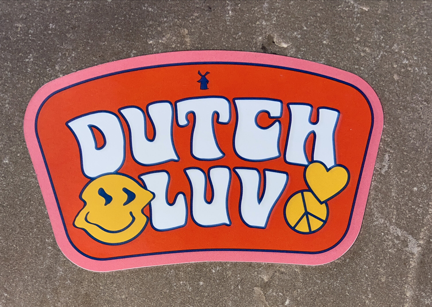 DUTCH Bros STICKER February 2021 LUV Retro MOD Windmill PEACE Coffee RARE!
