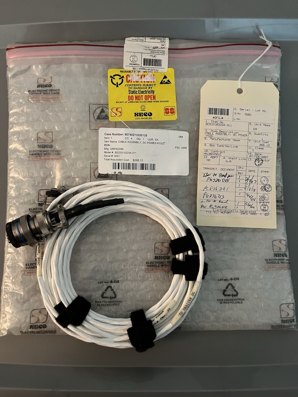 NASA Space Shuttle PGSC DC Power Cable Assembly Flight Hardware Maybe flown