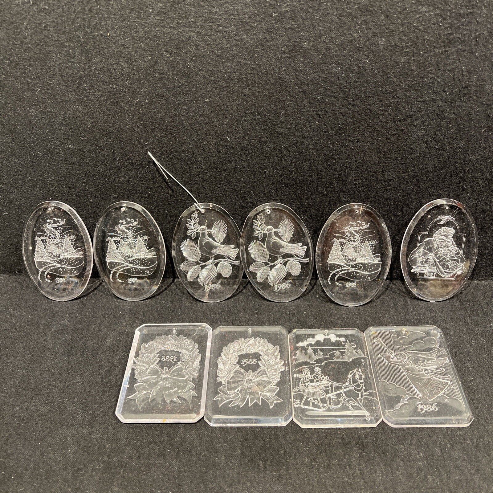 Vintage lot of 10 birds angel Acrylic Lucite Christmas Ornament Sun Catcher