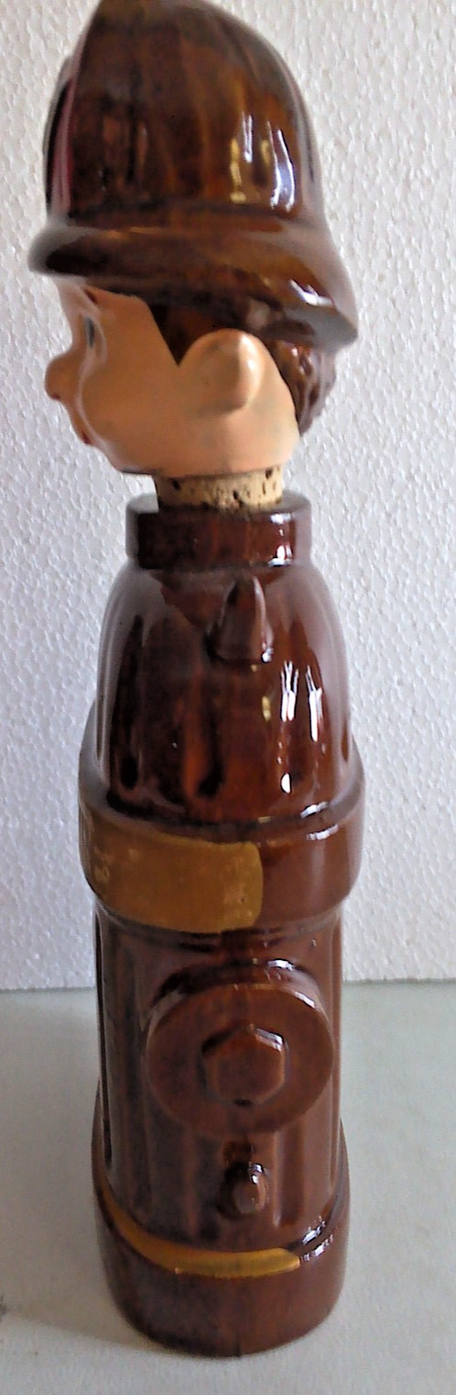 Ceramic Fireman Fire Hydrant Decanter Jug, “Put Out The Fire”, 9 Inches Tall