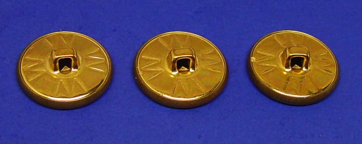 PIERRE CARDIN Replacement Buttons 3 Dark Bronze Tone Metal 20mm GOOD USED COND