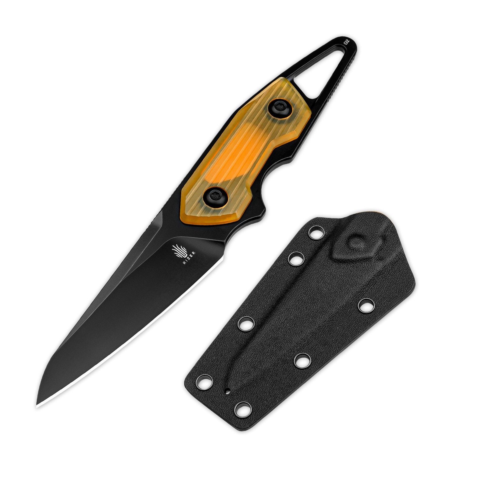 Kizer Groom Reverse Tanto Fixed Blade Knife d2 Steel Micarta/PEI/Fiber Handle