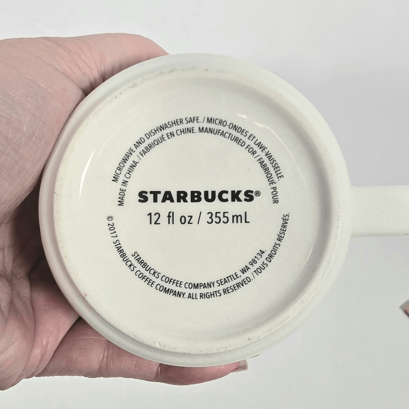Starbucks Matte Black White Angle Dipped Yellow Handle Coffee Mug 12 oz 2017