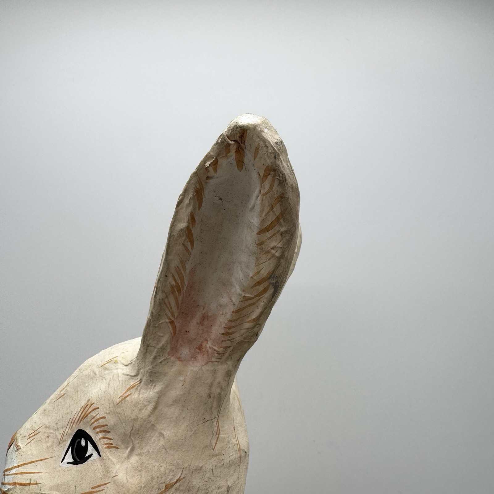 Large Hand-Painted Paper(Papier)-Mache Easter Bunny Rabbit With Carrot Figurine