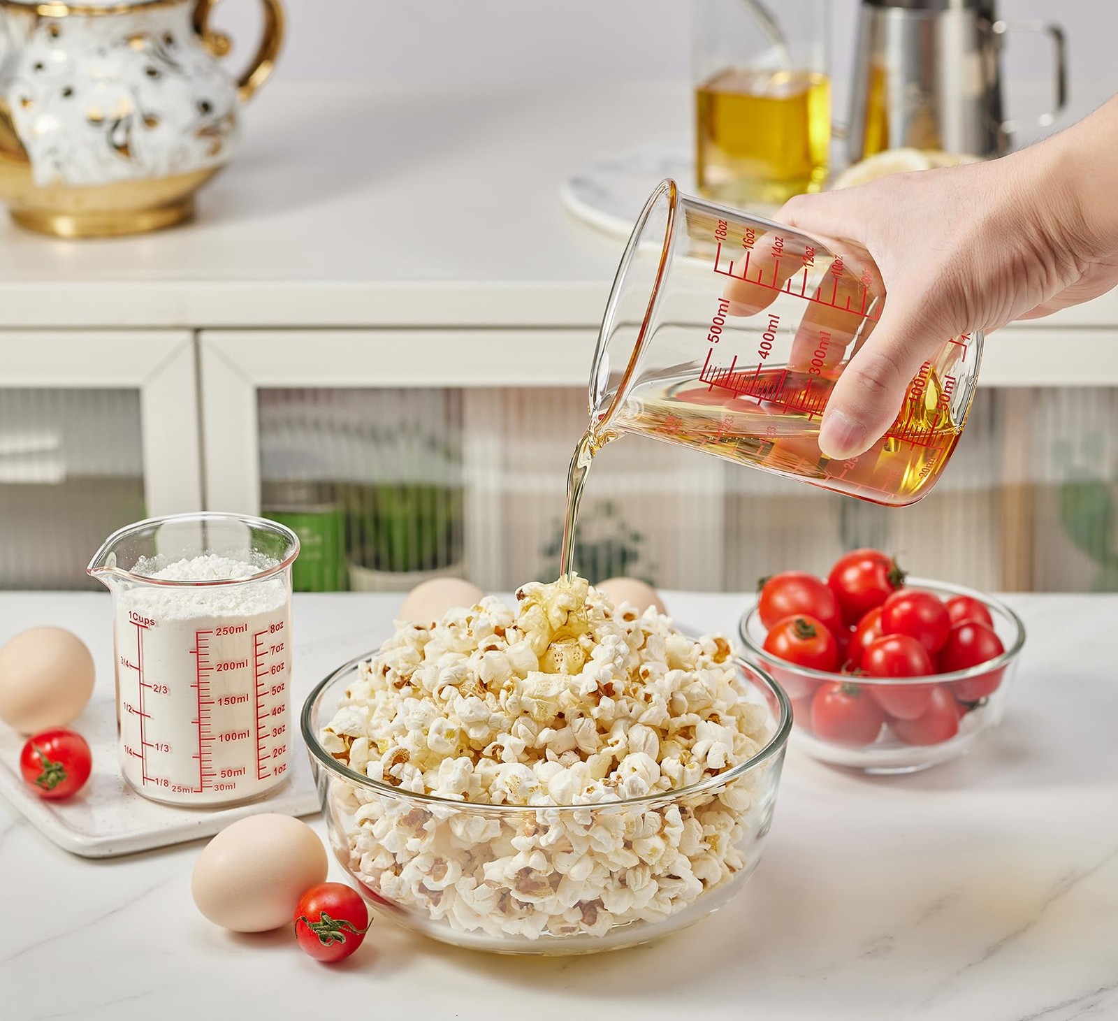 High Borosilicate Glass Measuring Cup-V-Shaped Spout，Glass 2Cup,500ML, Clear
