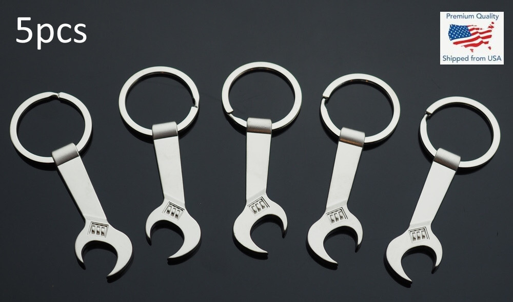 5 PCS – Adjustable Wrench Shape Keychain Smooth Silver Zinc Alloy Bottle Opener