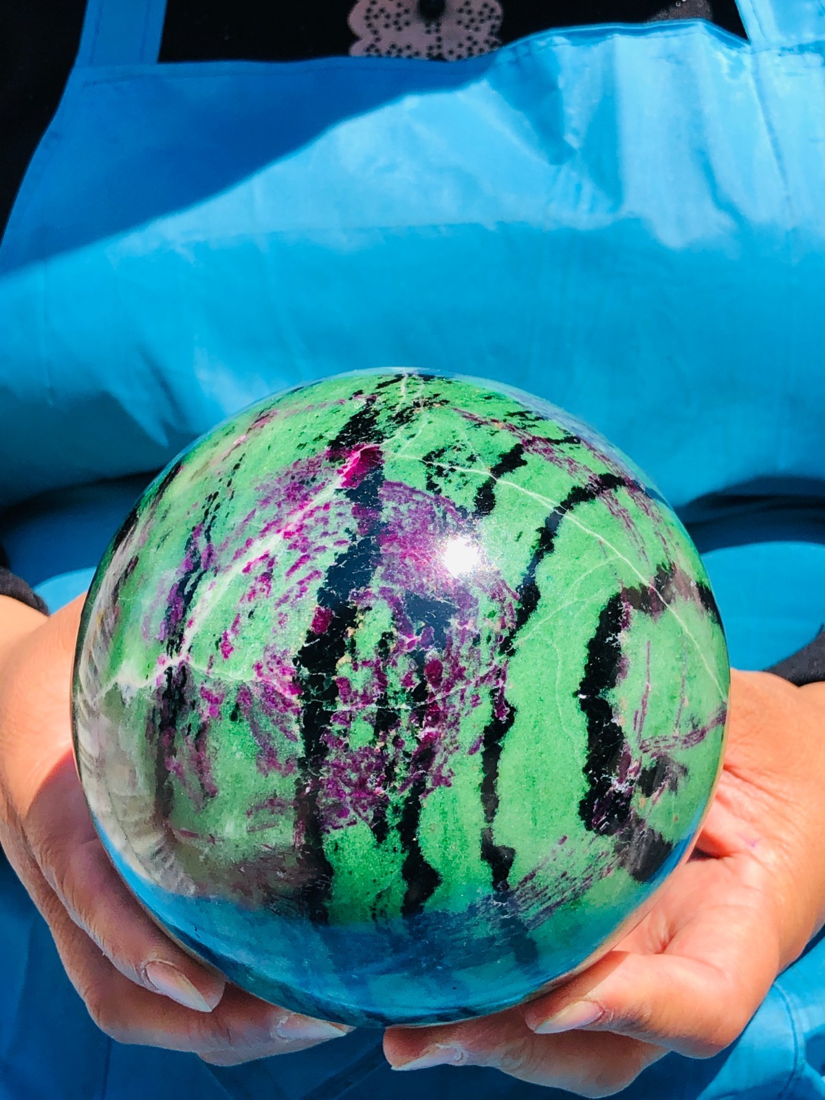 6.46LB Natural green Ruby zoisite (anylite) crystal ball sample Healing