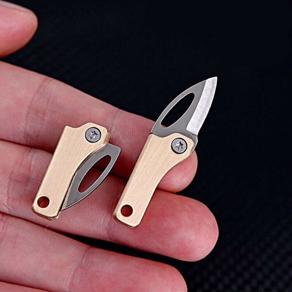 EDC Brass Finger Knife Blade mini Tool Survival Escape Key Chain Pendant NEW –