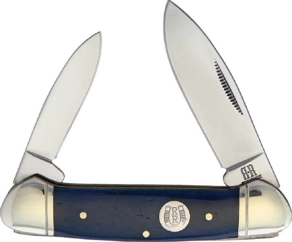 Beautiful Blue Bone Canoe Pocket Knife – Free Shipping – by Rough Ryder