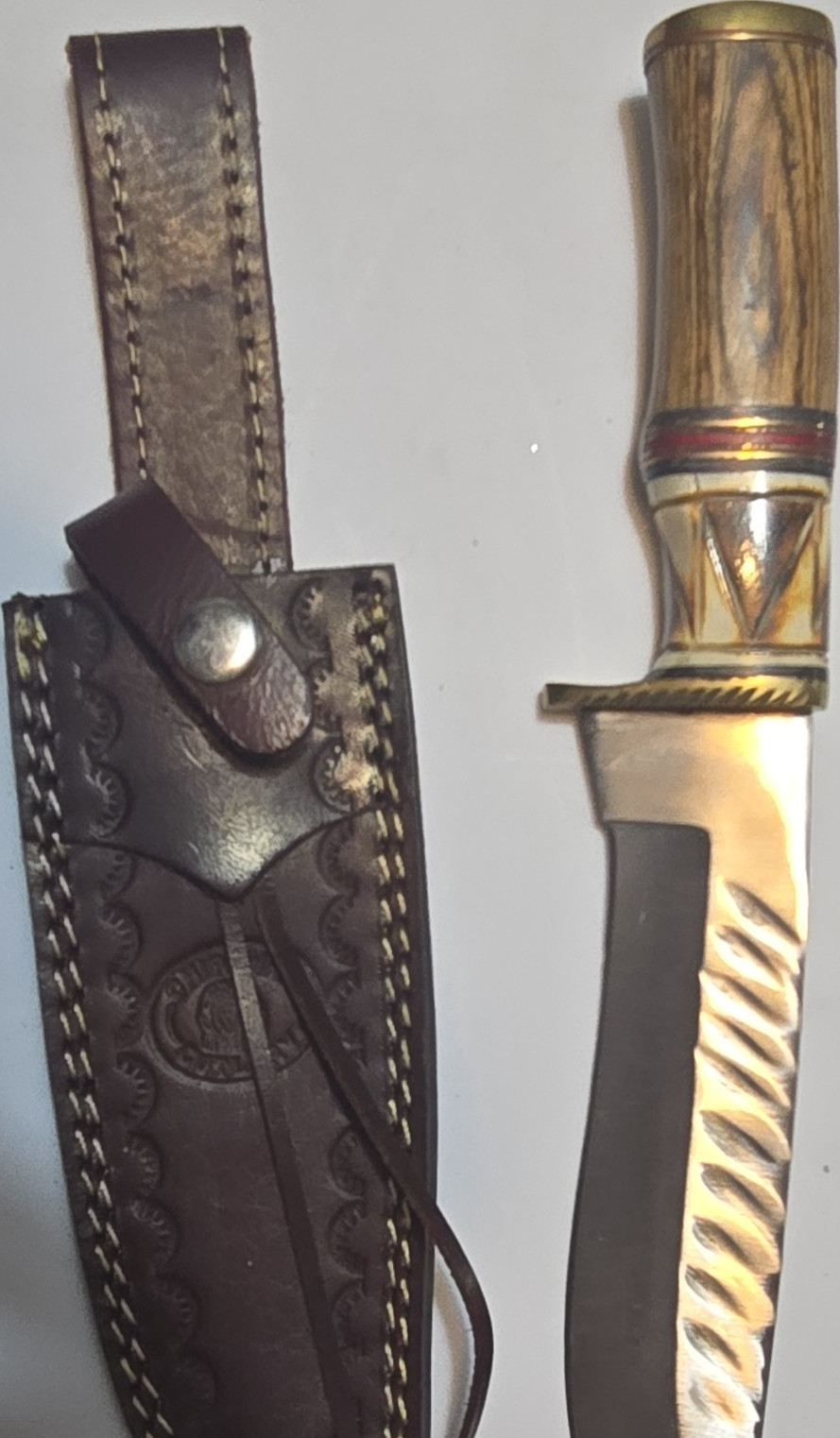 StauerWood Handle Stainless Steel Hunting Knife with Sheath, Over 5in Blade