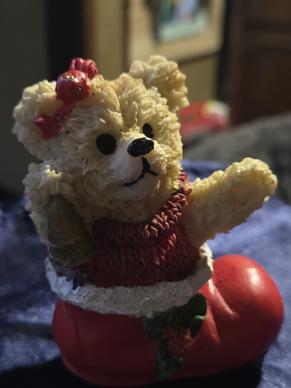 Resin Christmas Teddy Bear In santa Boot